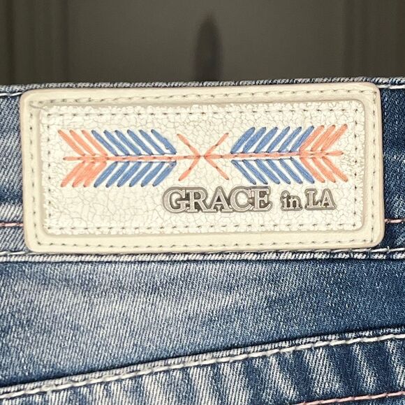 Grace In LA Surfs Up Jean Shorts Size 26 - Picture 3 of 7